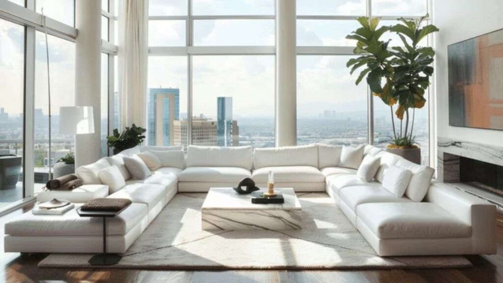An image showing Jami Gertz’s living room